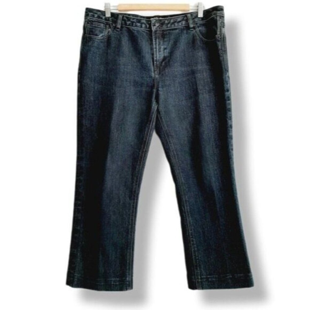 GASOLINE Straight Leg Crop Jeans Mid-Rise Blue Denim Sz 16